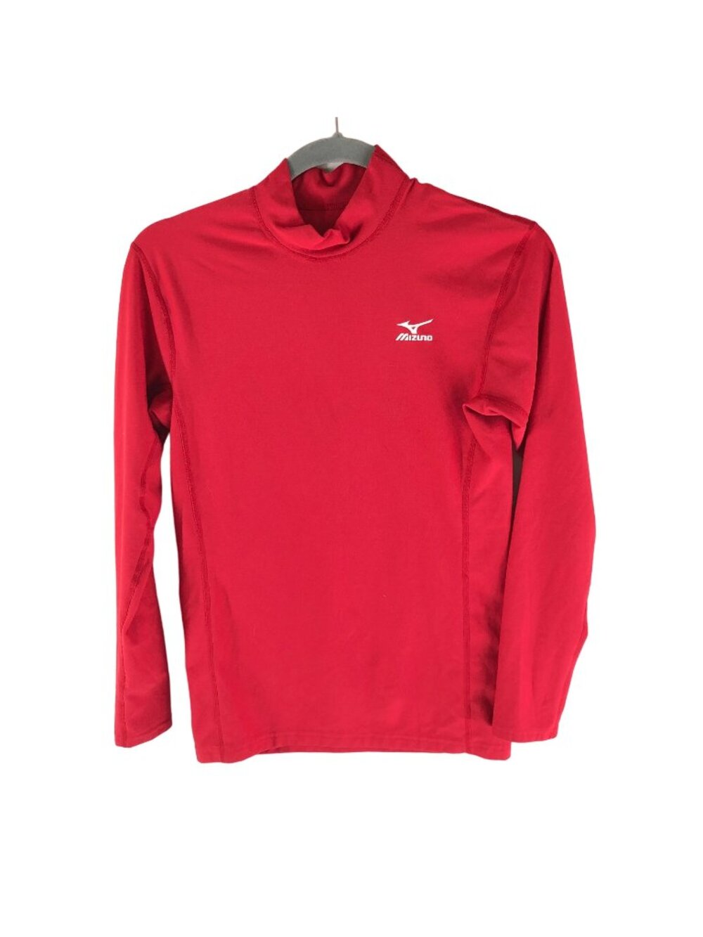 Mizuno Womens Top Mock Neck Long Sleeve Work Out Logo Red S